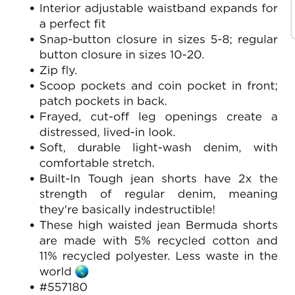 Old Navy #557180 High-Waisted Cut-Off Jean Bermuda Shorts for Girls NWT - Picture 12 of 12